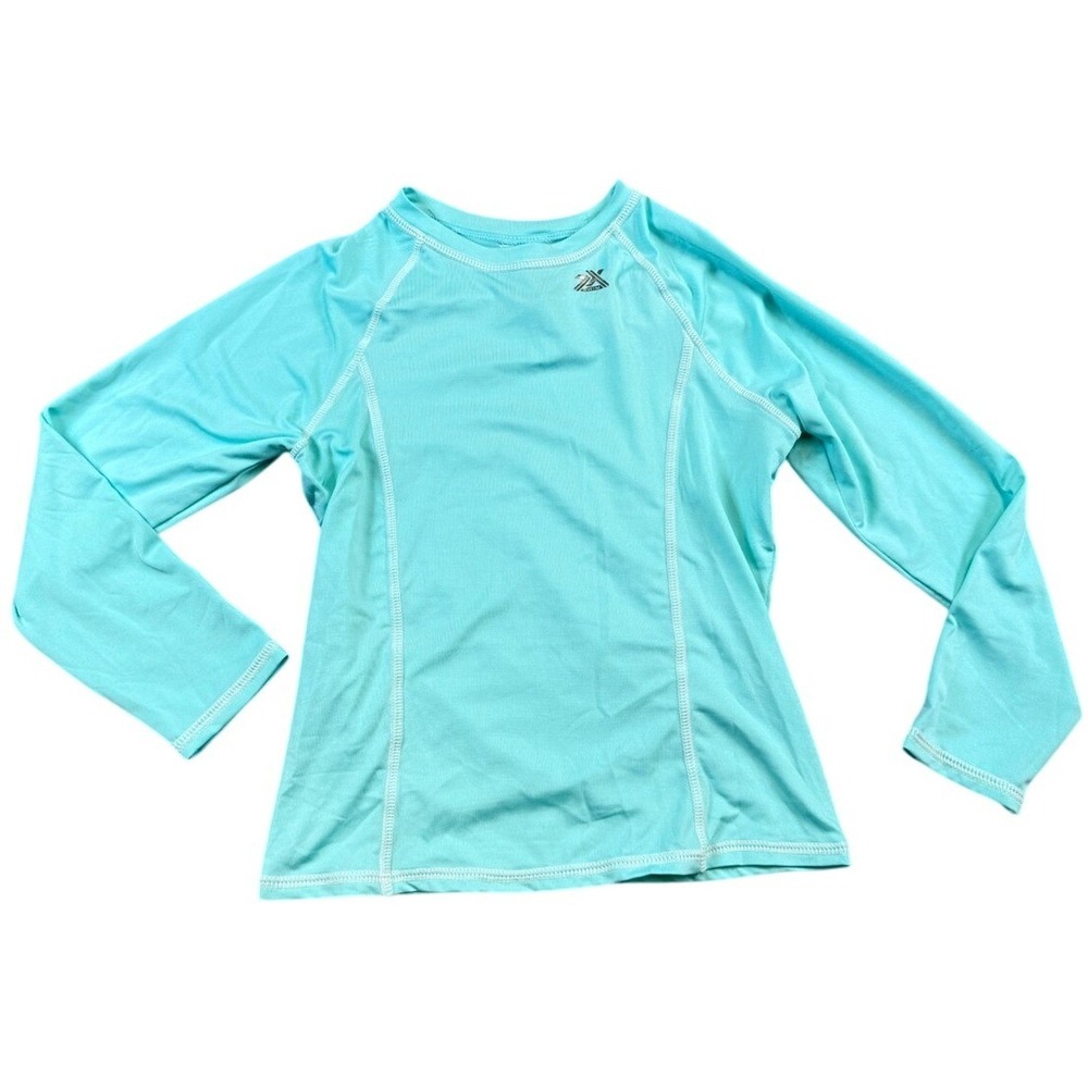 ZeroXposur Kids Aqua Blue Long Sleeve Rash Guard Swim Shirt Size M 10/12‎